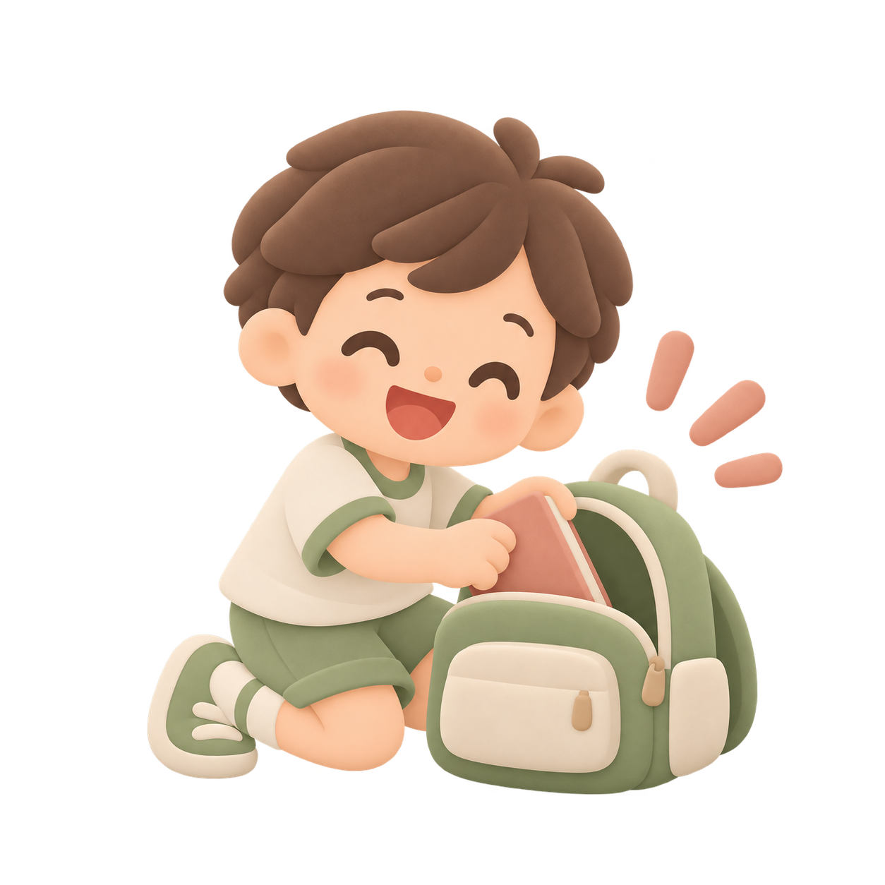 子どもが自分で持ち物を準備する様子