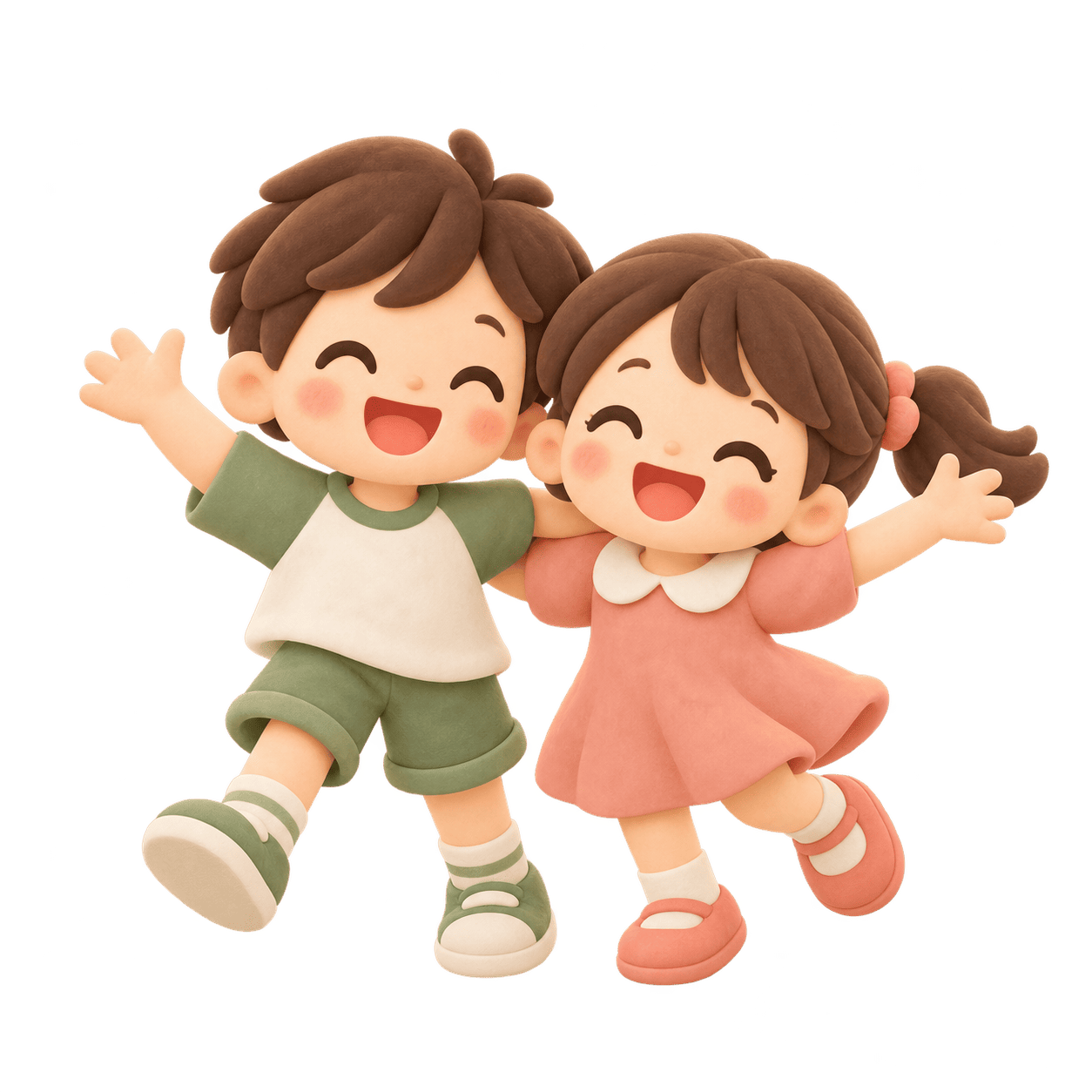 一緒に楽しく過ごす子どもたちの3Dイラスト