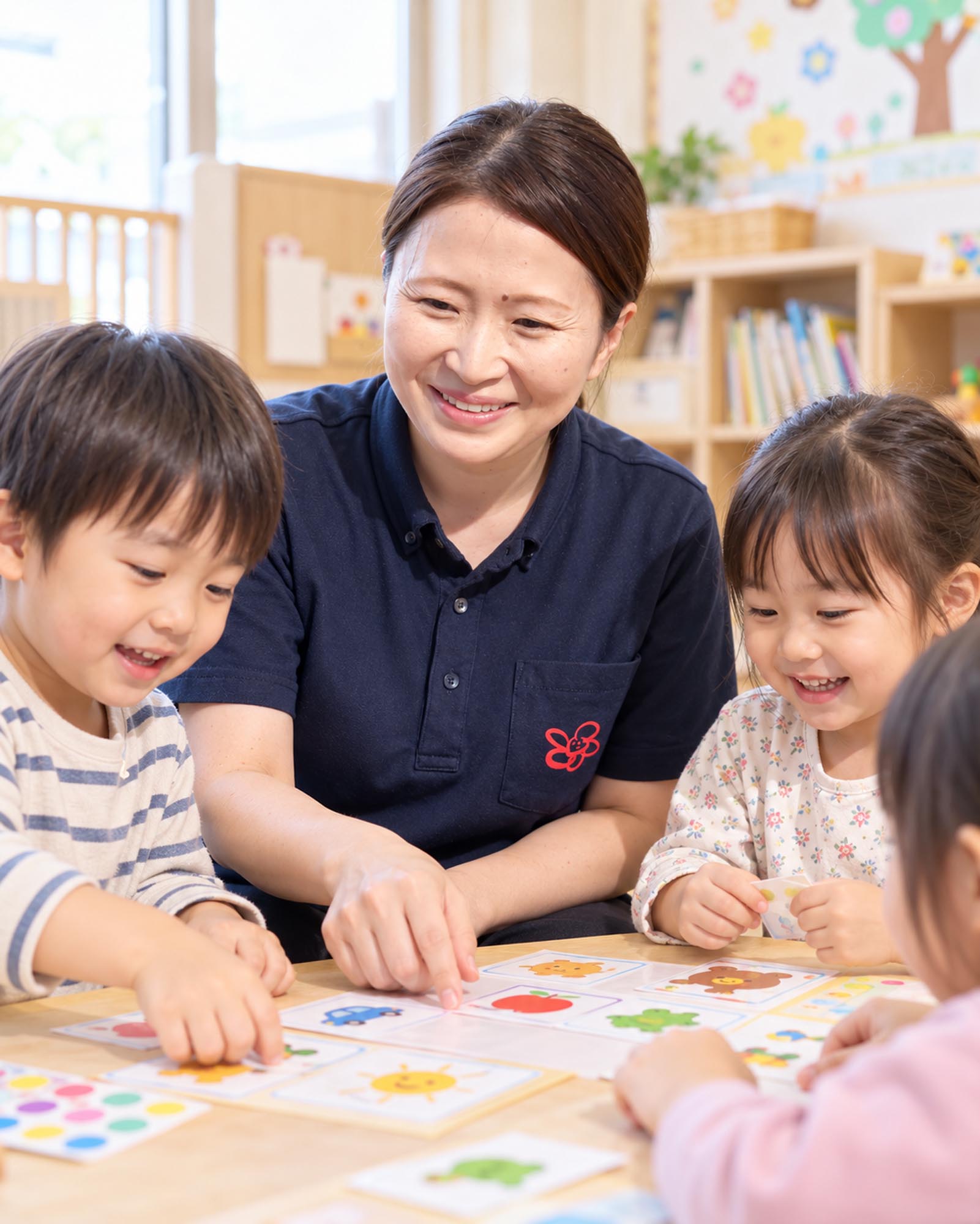 放課後等デイサービスで子どもたちと活動するスタッフ
