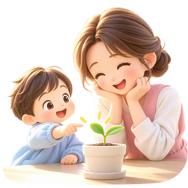 子どもの小さな変化に気づくスタッフを描いた3Dイラスト