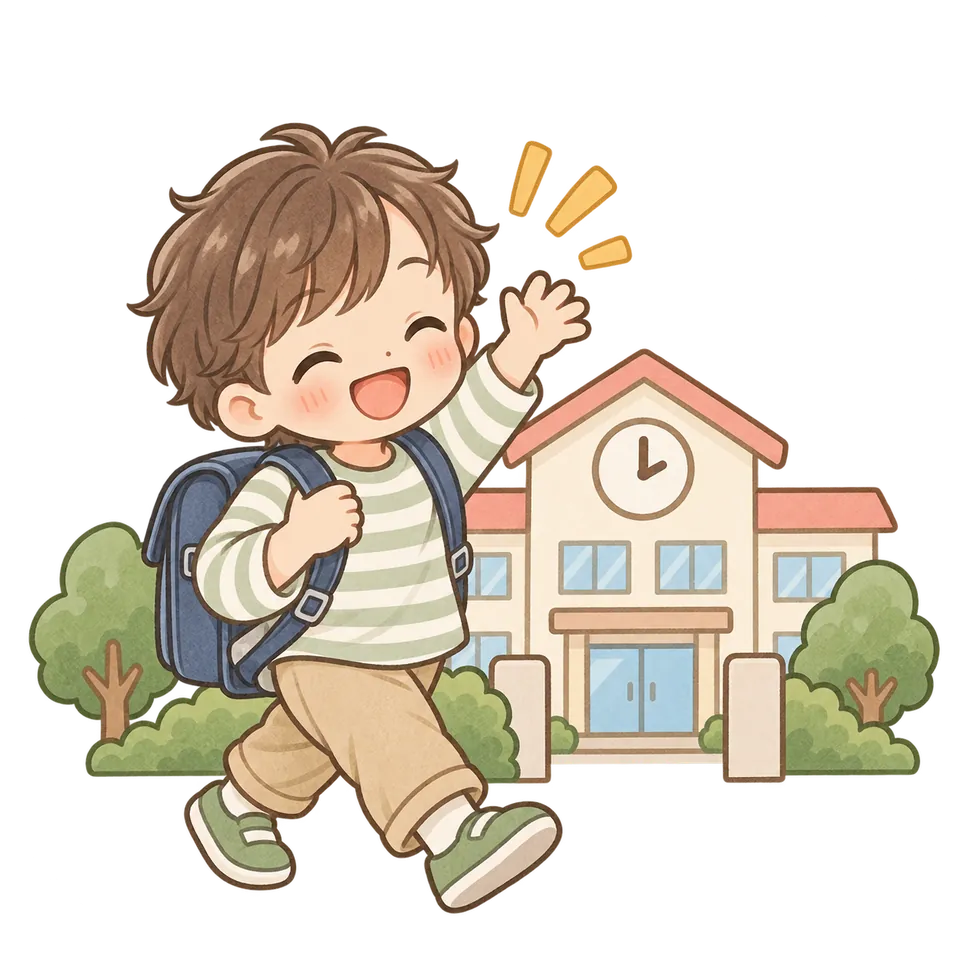 学校を終えて施設へ向かう子どものイラスト