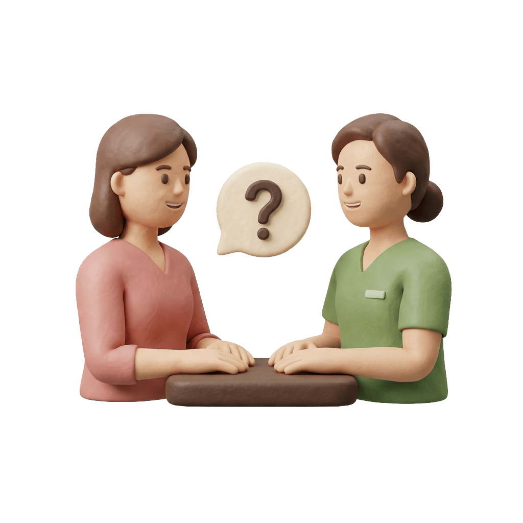 保護者とスタッフが相談しているイラスト